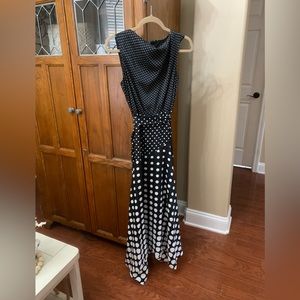 Banana Republic Maxi Dress, Tie Waist Belted Size 2 Polka dot Sleeveless